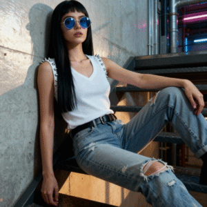 **Descripción del Producto:** Esta blusa sin mangas en color blanco presenta un diseño moderno y versátil que se adapta a múltiples estilos. Con un corte de cuello en V y detalles de remaches en los hombros, añade un toque de audacia a tu guardarropa. Ideal para crear looks casuales o más sofisticados, se puede combinar fácilmente con jeans, faldas o pantalones. Su tela suave y ligera asegura comodidad durante todo el día, mientras que su estilo ecléctico permite expresarte con cada atuendo. Es la elección perfecta para quienes buscan marcar la diferencia con un toque de originalidad. ¡Renueva tu closet con esta pieza imprescindible!