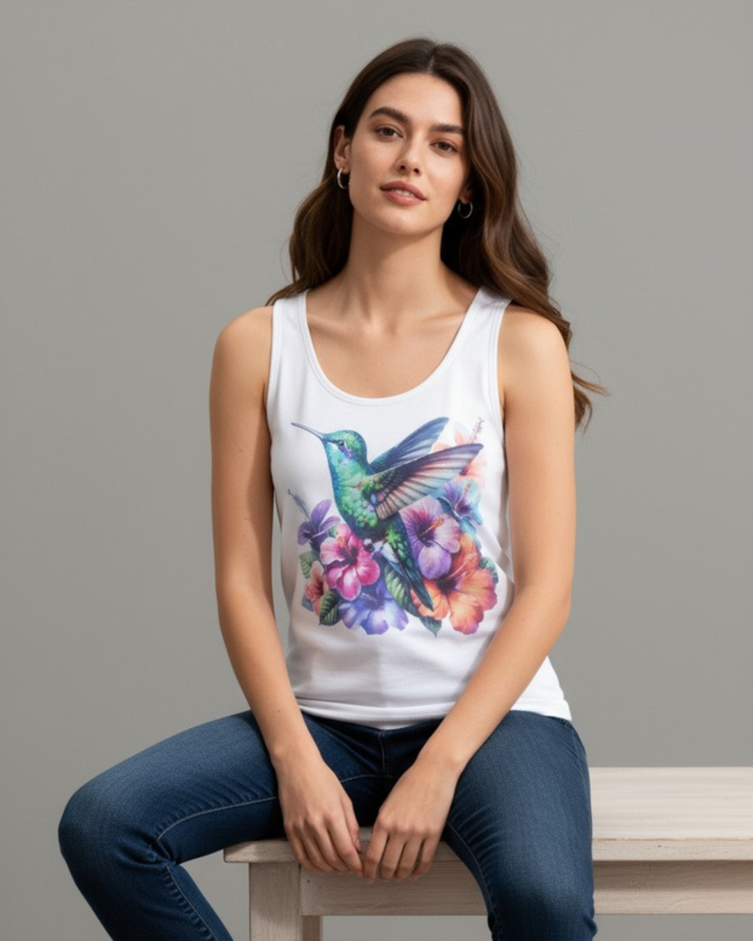 **Descripción del Producto:** Esta blusa sin mangas es la elección perfecta para quienes buscan un estilo fresco y vibrante. Con un hermoso diseño de colibrí rodeado de coloridas flores, aporta un toque tropical que alegrará cualquier atuendo. Confeccionada en un material ligero y suave, ofrece comodidad durante todo el día, ideal para días calurosos o un look casual y chic. Su corte moderno se adapta perfectamente al cuerpo, permitiendo una gran versatilidad para combinar con jeans, shorts o faldas. Dale vida a tu guardarropa con esta pieza única y llena de personalidad.